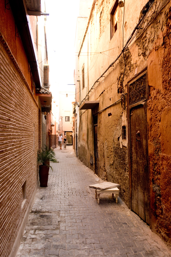 Narrow streets of medina in Marrakesh